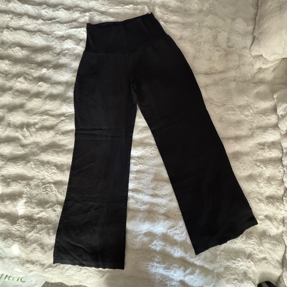 Love Tree Black Wide-Leg Linen Palazzo Trousers Boho Size Large